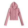 thumbnail image 4 of Valora Elegant Sporty Hooded Zip Jacket for Women – Casual Cropped Sweatshirt in Everyday Wear Hot Pink S, 4 of 9