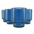 thumbnail image 5 of American Atelier Vintage Art Deco Set of 4 Fluted Drinking Glasses, Ribbed Glassware for Cocktail, Gin, Whiskey & More, Blue, 5 of 5