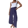 thumbnail image 1 of VISgogo Pantalones de Pierna Ancha con Volantes para Mujer, Pantalones de Color Sólido de Cintura Alta Sueltos Casuales de Verano VISgogo  moda, 1 of 4