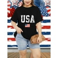 thumbnail image 7 of XCHQRTI American Stars Stripes Women Plus Size Tshirt 4th of July Patriotic Tee Short Sleeve 2x-5x, 7 of 7