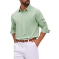 thumbnail image 4 of INSPIRE CHIC Men's Long Sleeves Button Down Solid Color Jacquard Textured Shirts S Green, 4 of 5