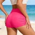thumbnail image 4 of DHFJKG Summer Swim Shorts For Women Solid Color Ruched High Waist Tummy Control Swimwear Bottoms Comfortable Water Sports Versatile Beachwear, 4 of 9