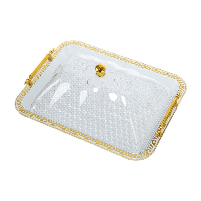Bandeja para servir platos de aperitivos de frutas con asa y tapa, bandeja impermeable para cosméticos, bandeja para baratijas de joyería, decoración S