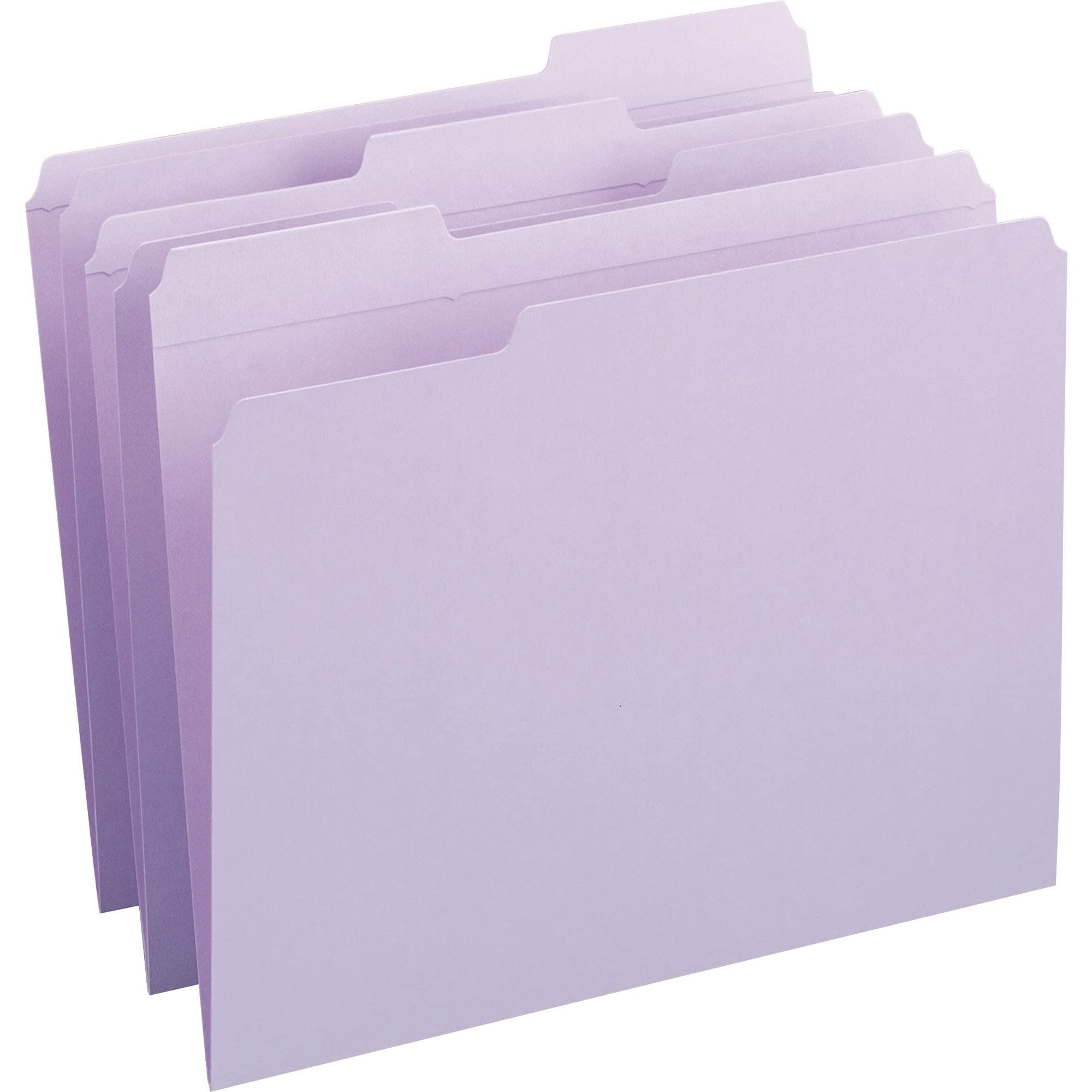 Smead® Color File Folders, With Reinforced Tabs, Letter Size, 1/3 Cut, Lavender, Box Of 100