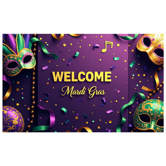 Mardi Gras Backdrop Banner Welcome Carnival Party Decoration Photography Props Event Background Supplies Celebration Mask Festive Decor