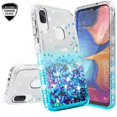 thumbnail image 1 of Liquid Glitter Case for Galaxy Note 10 Plus Cover w/ Screen Protector Shock Proof Bling Waterfall Diamond for Girls Women Cases for Galaxy Note 10 Plus Case - Clear/Teal, 1 of 5