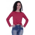 thumbnail image 3 of Moomaya Womens Full Sleeves Front Knot Crop Top Summer Tshirt Plain Tee Tops, 3 of 8