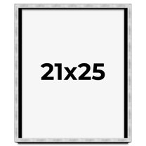 21x25 Frame Brushed Silver Solid Wood Picture Frame | 0.75 Inch Moulding Width | Rabbet Depth 0.75