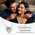 thumbnail image 6 of Linawe Diamond Crystal Silver Necklace for Women, Interlocking Double Circle Pendant, Birthstone Rhinestone Cubic Zirconia Dainty Jewelry, Hypoallergenic Stainless Steel Chain, 6 of 7