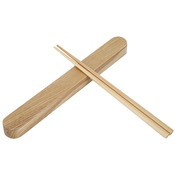 2 paires de baguettes avec supports en bois rouge, longueur