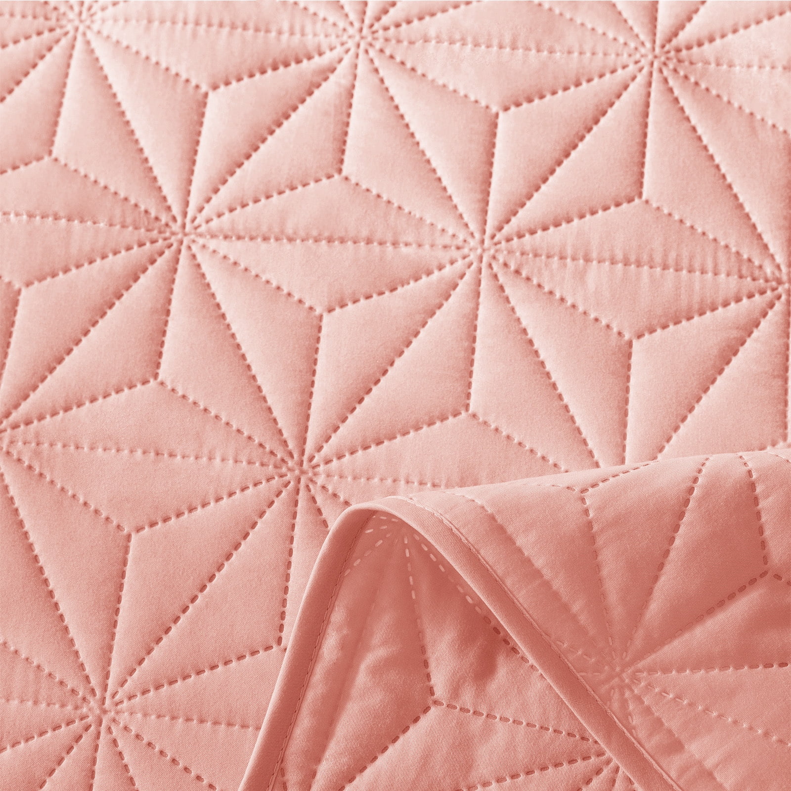 Whale Flotilla Microfiber California King 104"x 112" Quilt Set Lightweight Quilted Bedspreads Coverlets Set with Stars Pattern, Blush Pink