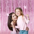 thumbnail image 3 of 3 Pack 3.28 x 6.56 ft Pink Foil Fringe Backdrop Curtain, Streamer Backdrop Curtains, Birthday Wedding Holiday Celebration Graduation Bachelorette Pink Party Backdrop Decorations, 3 of 8