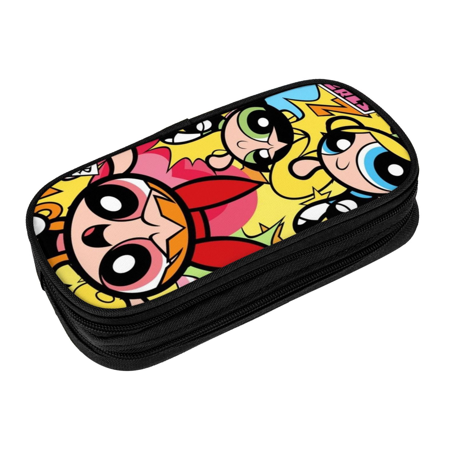 The Powerpuff Gi-rls Pencil Case Large Capacity Pencil Pouch Penbag Office Stationery Organizer Travel Makeup Bag Black