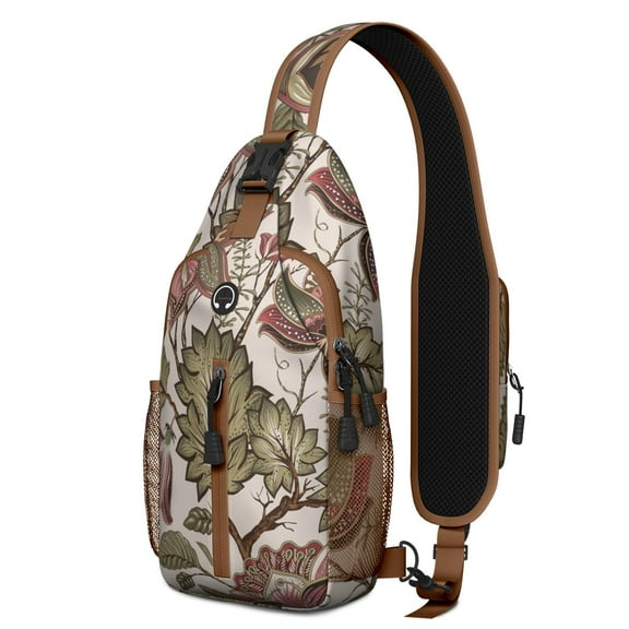 Paisley Crossbody Sling Backpack for Men - Womens Fashion Sling Bag with Adjustable Shoulder Straps for Travel Hiking Chest Bag Daypack Anti-theft Purse