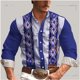 thumbnail image 3 of Camisa de hombre estilo occidental retro geométrico para exteriores, informal, de calle, para uso diario, primavera y verano, con solapa, manga larga, tallas S-5XL, camisa de tela elástica, 3 of 5