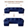 thumbnail image 4 of 133" Cloud Sectional Sofa, Blue Boneless Sofa for Living Room, 6-Seater U-Shaped Sofa, Corduroy Deep Seat with 2 Ottomans and Cup Holders, No Assembly, 4 of 14