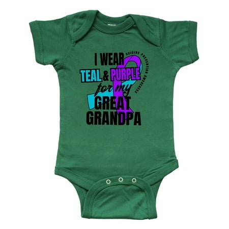 

Inktastic Suicide Prevention I Wear Teal and Purple For My Great Grandpa Gift Baby Boy or Baby Girl Bodysuit