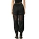 thumbnail image 3 of Pantalones cargo elásticos de malla para mujer de cintura alta, estilo holgado, talla XL, color negro, 3 of 6