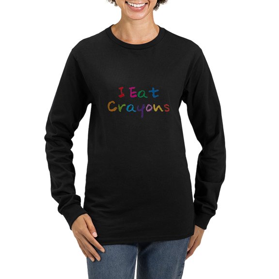 CafePress - I Eat Crayons Women's Long Sleeve Dark T Shirt - Women's Long Sleeve Graphic Tee Casual Fit