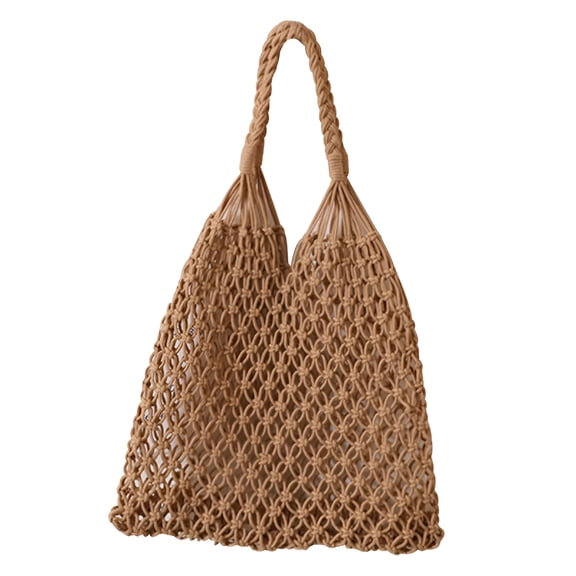 GASTROPOD 1Pcs Crochet Backpack Flap Drawstring Shoulders Bag Summer Beach Woven Tote Bag, Straw Rattan Raffia Bucket Bag, Handmade Basket Handbag