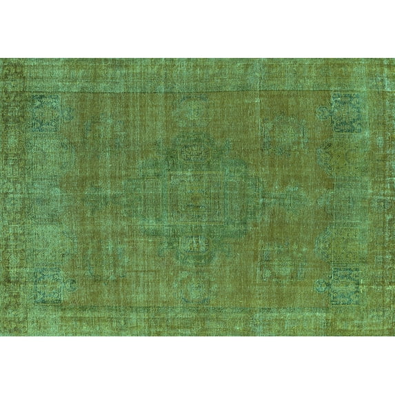 Ahgly Company Machine Washable Indoor Rectangle Oriental Turquoise Blue Industrial Area Rugs, 6' x 9'