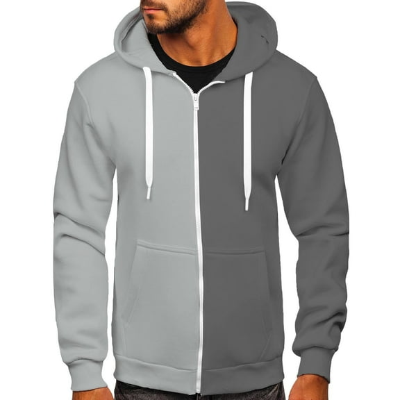 IROINNID Savings Hoodies for Men Casual Sweater With Hood Full Zipper Solid Color Sports,Dark Gray