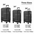 3 Piece Luggage Sets, PP Hardside Suitcase Set, TSA Lock, Black