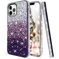 thumbnail image 4 of Compatible with iPhone 12 Pro Max Glitter Diamond Case Cute Bling Rhinestone Sparkle Shiny Crystal Bumper Luxury Case for Girls Women Protective Cover 3D Handmade Case 6.7 inch Purple, 4 of 11