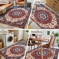 thumbnail image 6 of 2.7x5 Washable Area Rug, Blue Red Floral Non-Slip Rectangle Rug for Bedroom Bedside, Ethnic Oriental Indoor Floor Mat for Home Decor, 6 of 9