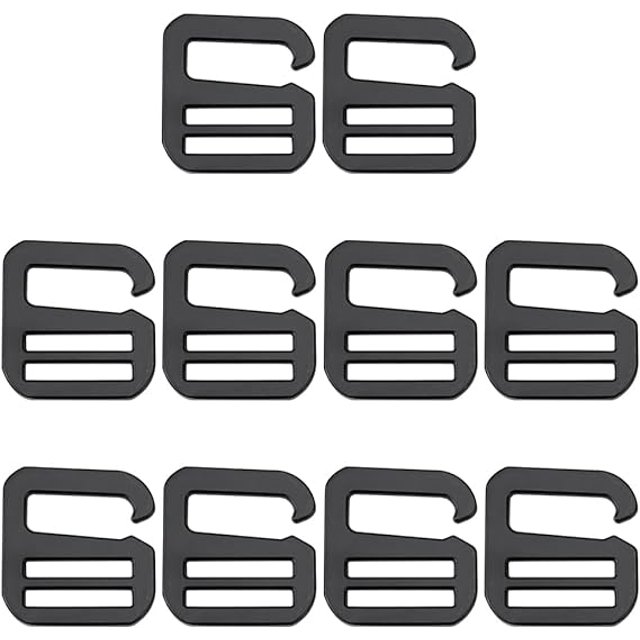 Hebillas de ganchos G de 24,5mm, hebillas ajustables de aleación de Zinc, hebilla de correa de equipaje para mochila negra, bolsos de 2,5 cm, cinturón, Collar para perro, 10 Uds.