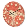 thumbnail image 3 of Designart 'Retro Tropical Foliage Coral I' Mid-Century Modern Wood Wall Clock, 3 of 5