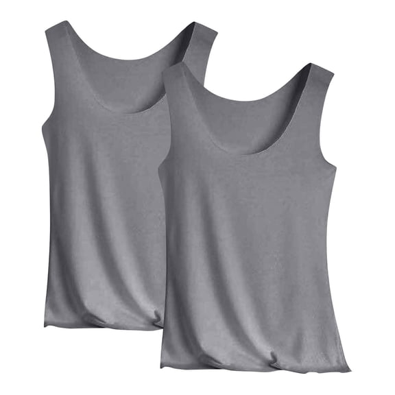 VV AVEORS 2 Pack Tank Tops for Women Spring Summer Wide Strap Sleeveless Shirts Lounge Plain Camisoles Gray 2XL