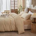 thumbnail image 4 of Washed Cotton Duvet Cover Set Linen Feel Natural Wrinkle Lightweight Comfy (King  Linen), 4 of 6