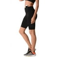 thumbnail image 2 of Women’s High Rise Matte Activewear Biker Shorts w/ Hidden Waistband Pocket - Black, XS, 2 of 4