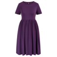 thumbnail image 4 of Hanna Nikole Women Plus Size Casual Short Sleeve Dresses Empire Waist Dress Elastic Crew Neck A-Line Dress with Pockets, 4 of 7