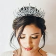 thumbnail image 7 of DESIGNICE Crown Wedding Party Tiara Birthday Crown Eco Electroplated Alloy Sparkling Crystals Princess Crown 5.9x2.75in,Silver,White, 7 of 7