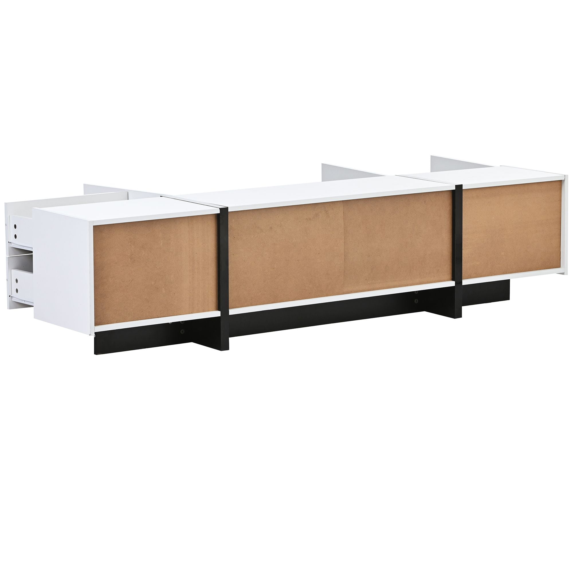 Aukfa TV Stand with 2 Drawers and 3 Big Cabinets for TVs up to 80" - White