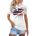 thumbnail image 2 of JoveMarine Women's Flag Printed Lapel Short Sleeve Button Up Shirt 250th Anniversary Independence Day Patriotic Top Casual Fashion Blouse for Summer Daily Wear White L, 2 of 5