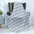 thumbnail image 4 of Skull Soft Flannel Fleece Blanket, Skulls and Geometric Shapes with Vertical Stripes Optical Effects Illustration, Cozy Plush for Indoor and Outdoor Use, 70" x 90", Navy Blue White, by Ambesonne, 4 of 5