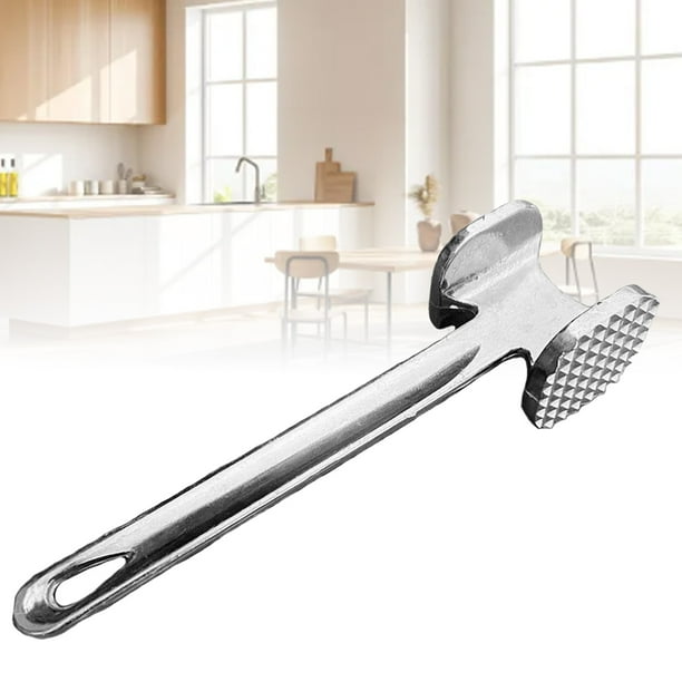 Ablandador de Carne de Aleación de Aluminio, Mazo para Carne, Redondo, Plateado, Martillo para Carne, Cocina
