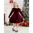 thumbnail image 2 of IDOPIP Toddler Baby Girls Velvet Tutu Dress Ruffle Long Sleeve Princess Pageant Party Wedding Dresses Fall Winter Clothes Infant Kids Birthday Holiday Playwear Dresses Outfits, 2 of 9
