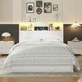 thumbnail image 4 of Wood Headboard for Full and Queen Bed, LED Headboard with Changing Station and Storage Cabinet for Bedroom, White (Not Include Bed）, 4 of 11