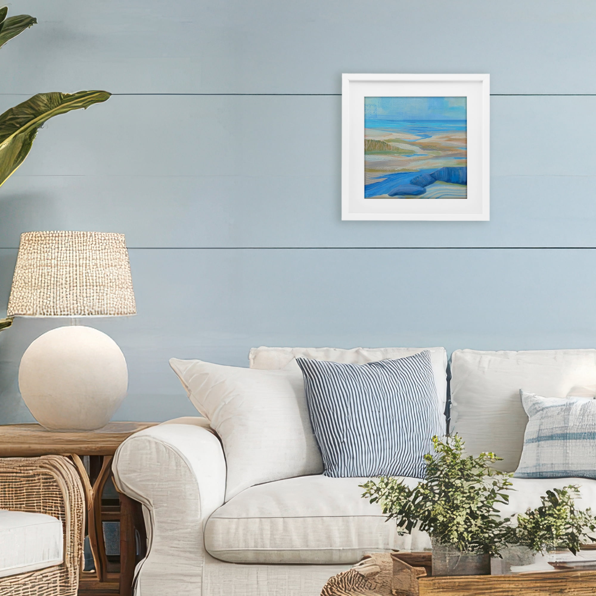 Stupell Industries Low Tide Azure Dunes White Framed Print Under Glass, design by Lynn Ericson Fine Art