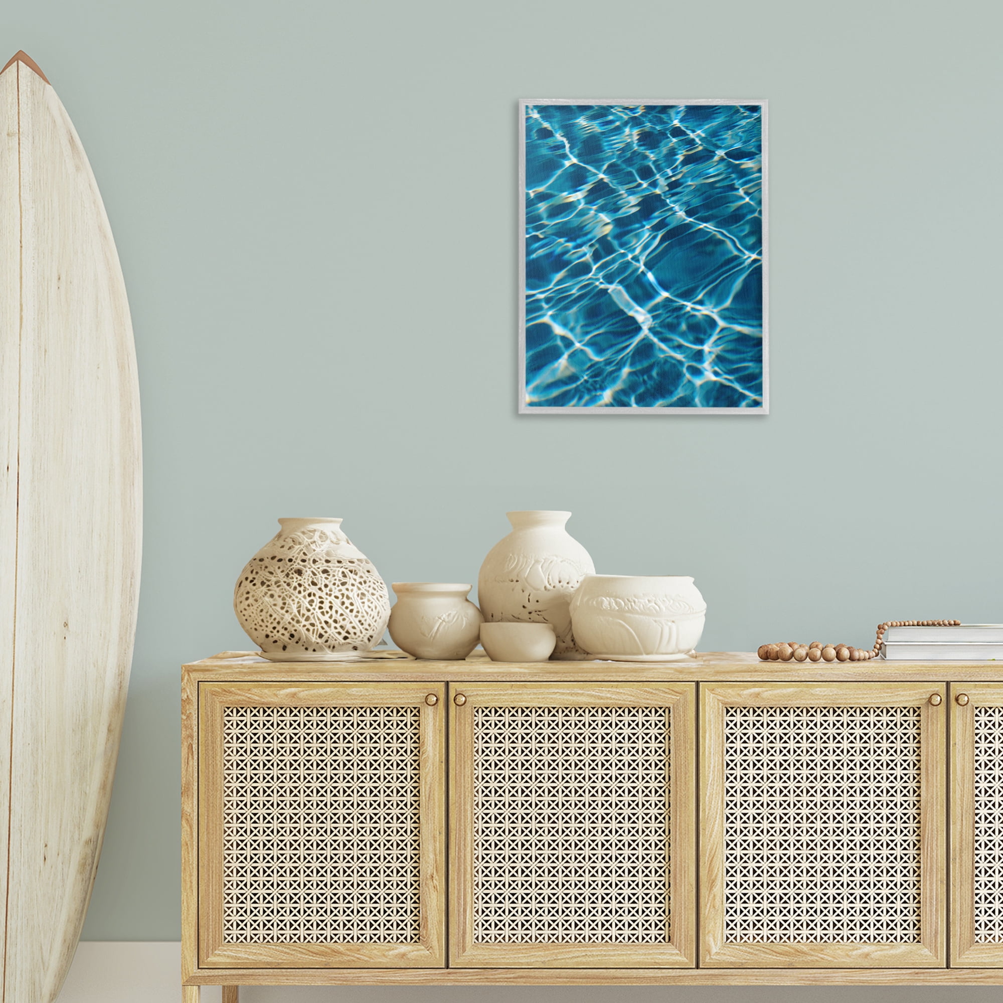 Stupell Industries Summer Pool Ripples Abstract Painting Gray Framed Art Print Wall Art, 24 x 30