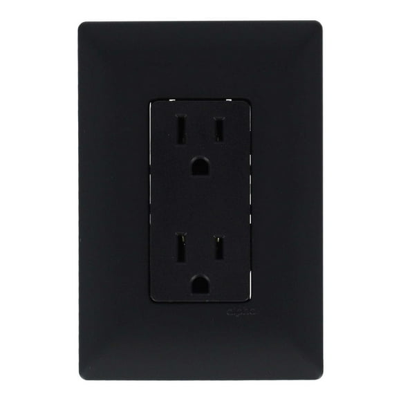 Contacto Dúplex Alpha Plástico Negro 2 Polos Con Tierra