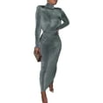 thumbnail image 1 of U.Vomade Combinaison Longue Aguichant pour Femmes à Manches Longues, Col Montant, Mode, Simple, Couleur Unie, au-Dessus du Genou, Élégante, Pyjama Aguichant, Robe de Fête d'Anniversaire, 1 of 3