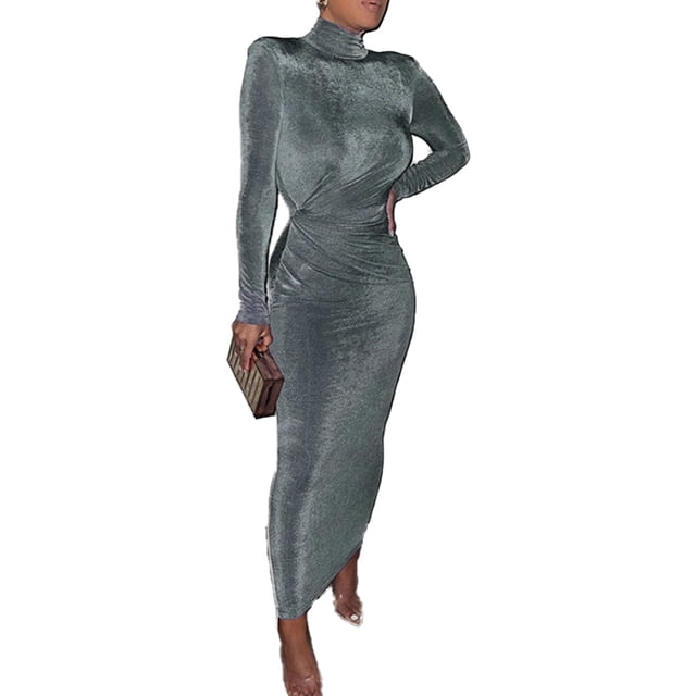 U.Vomade Combinaison Longue Aguichant pour Femmes à Manches Longues, Col Montant, Mode, Simple, Couleur Unie, au-Dessus du Genou, Élégante, Pyjama Aguichant, Robe de Fête d'Anniversaire