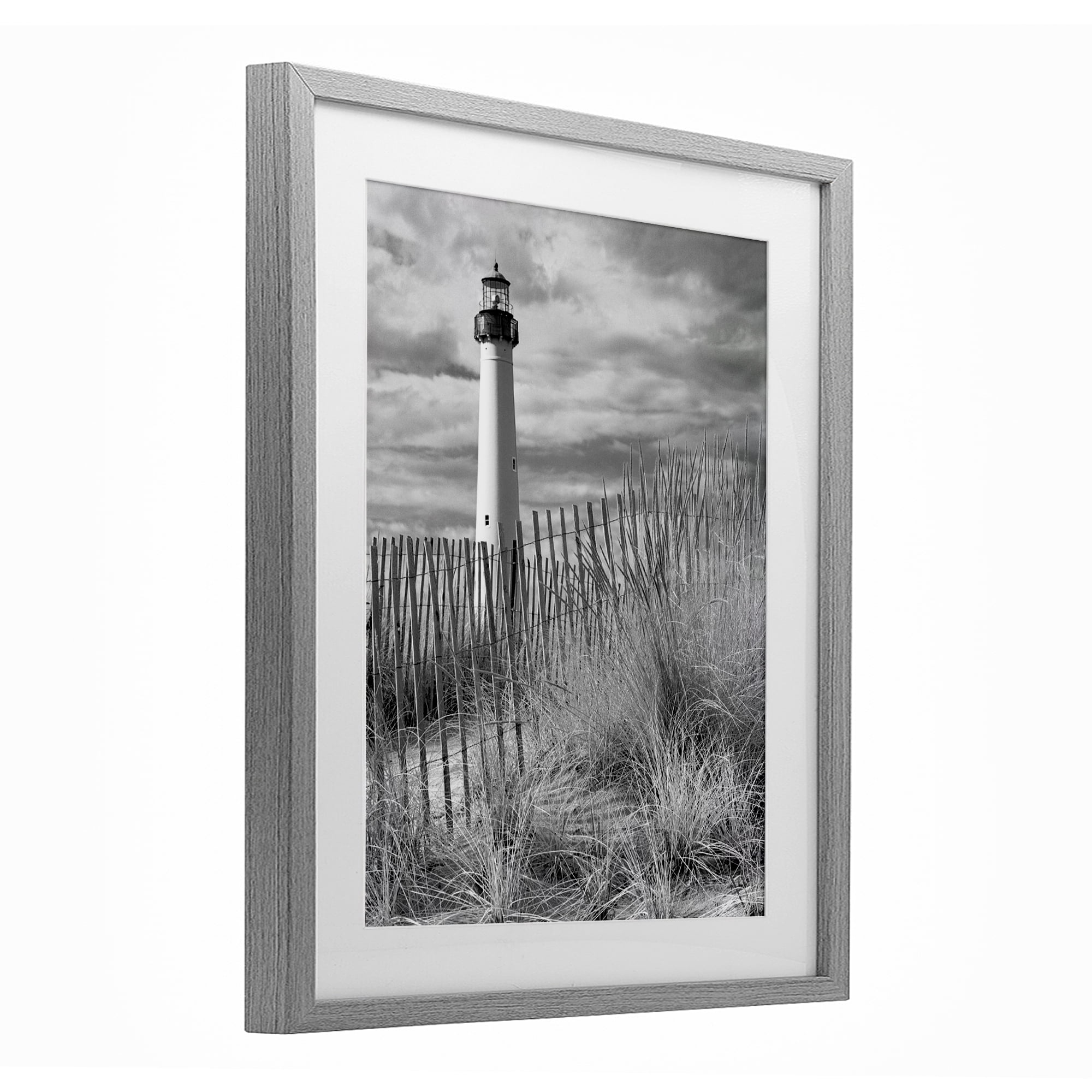 Stupell Industries Cape May Lighthouse View Gray Framed Print Under Glass, design by MJ Photography