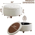 thumbnail image 2 of 30Inch Round Storage Ottoman with Tray, Modern Tufted Fabric Circle Coffee Table with Storage, Upholstered Ottoman with Removable Top for Living Room, Bedroom, Beige, 2 of 7