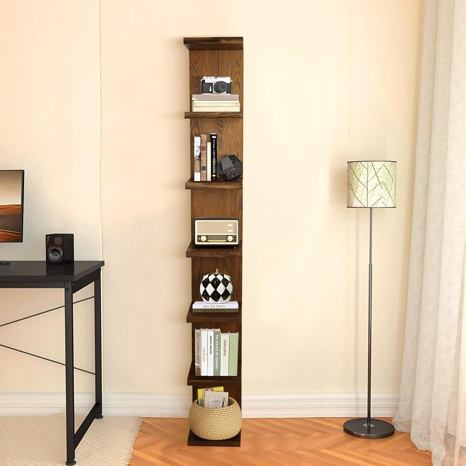 Lack Wall Shelf,Display Floating Shelf (Solid Wood, 7 Tier)